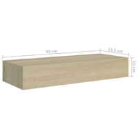 Scaffali con Cassetti da Parete 2 pz Rovere 60x23,5x10 cm MDF 330262