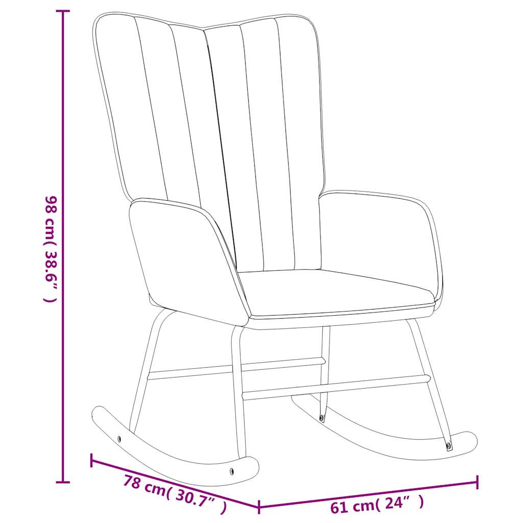 Sedia a Dondolo in Velluto Crema Bianco 327752