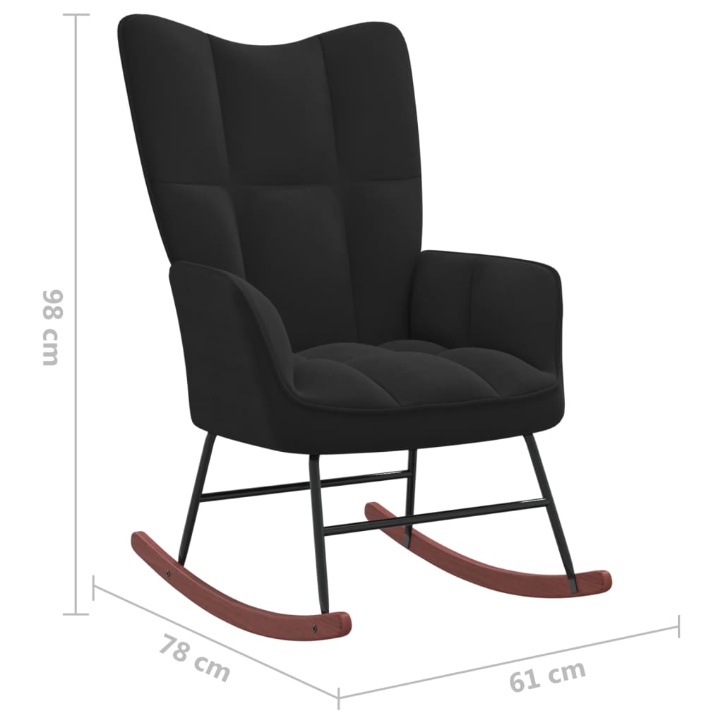 Poltrona a Dondolo con Poggiapiedi Nera in Velluto cod mxl 52509