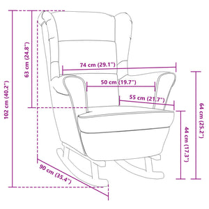 Sedia a Dondolo con Gambe in Legno di Hevea Grigia in Velluto 329363