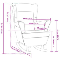 Sedia a Dondolo con Gambe in Massello di Hevea Crema in Velluto 329372