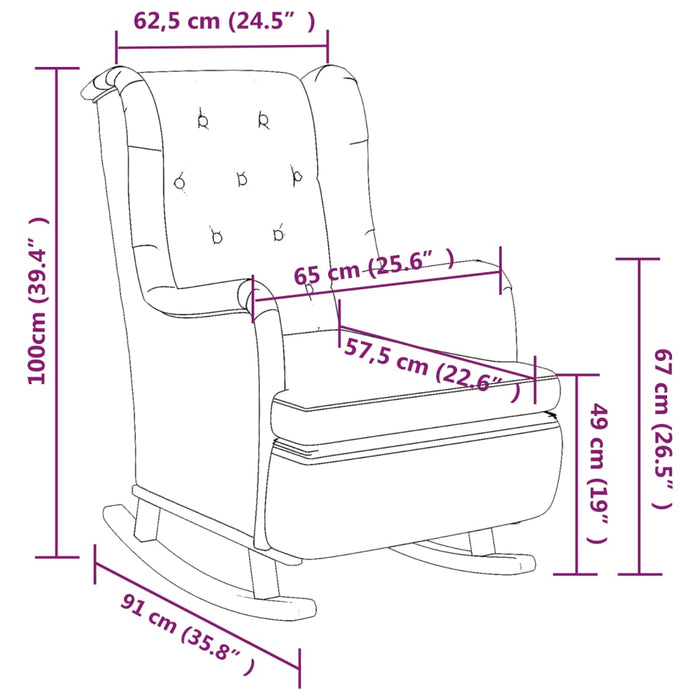 Poltrona Gambe a Dondolo Legno di Hevea Grigio Chiaro Tessuto 329405