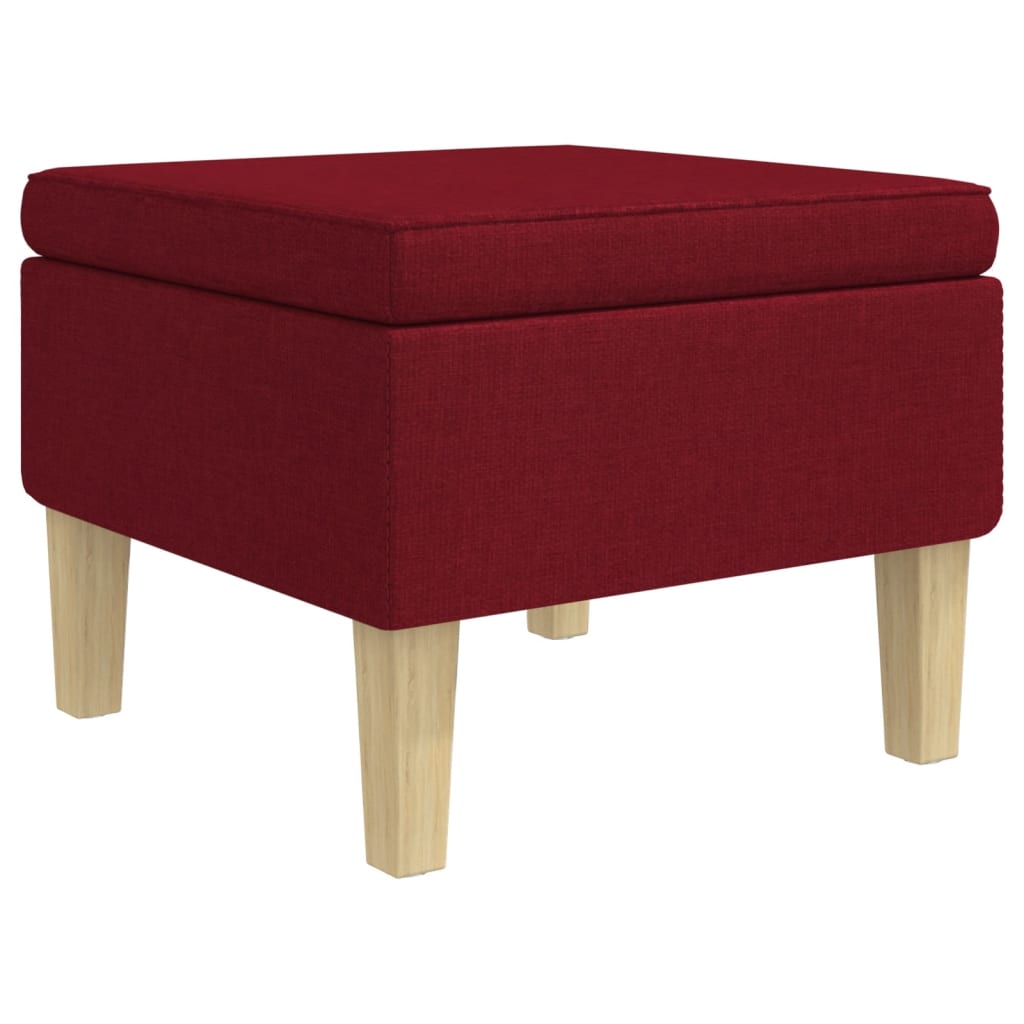 Poggiapiedi con Gambe in Legno Rosso Vino in Tessuto cod mxl 42956