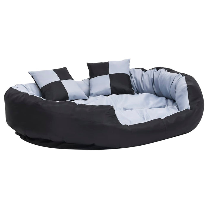 Cuscino per Cani Reversibile Lavabile Grigio e Nero 110x80x23cm 171209