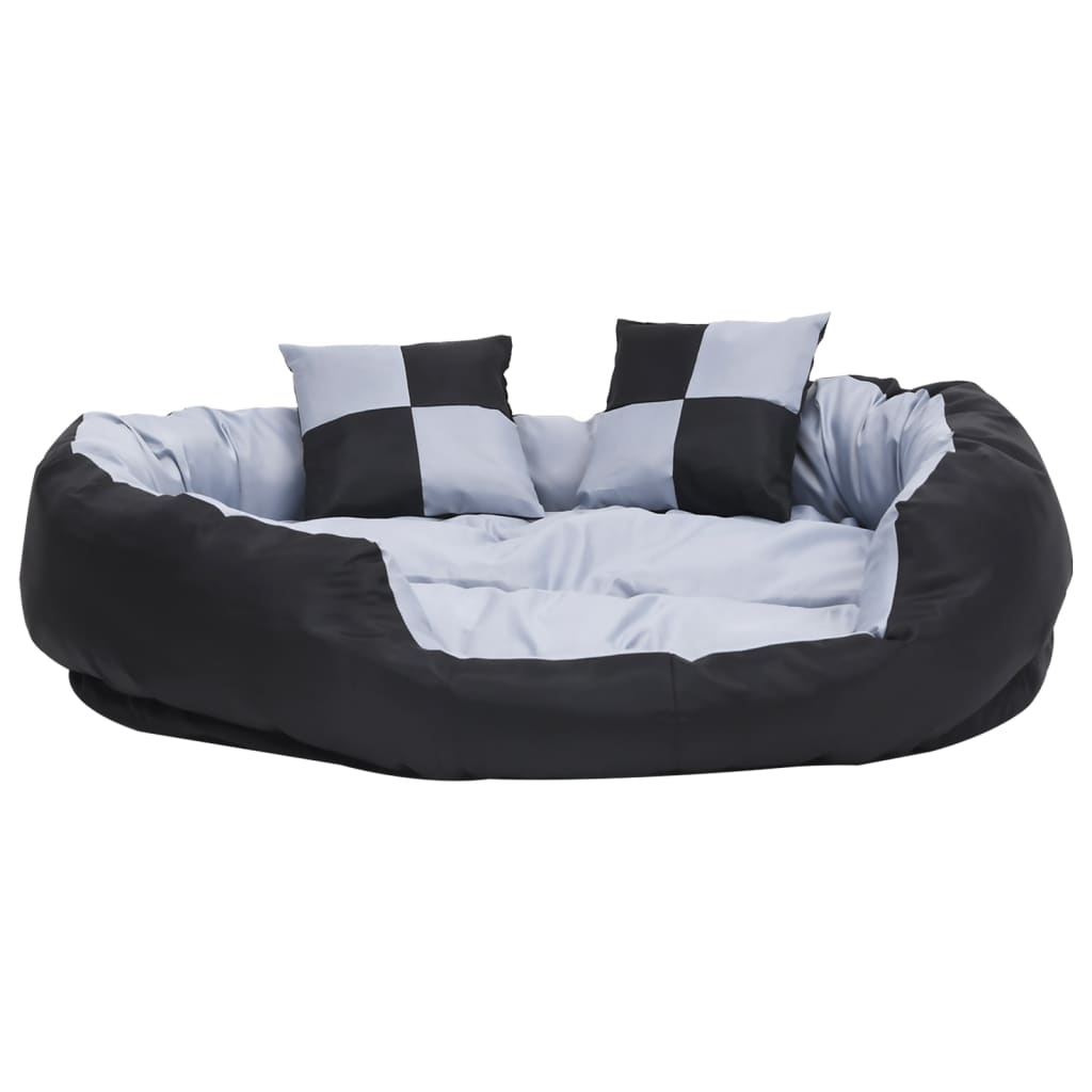 Cuscino per Cani Reversibile Lavabile Grigio e Nero 110x80x23cm 171209