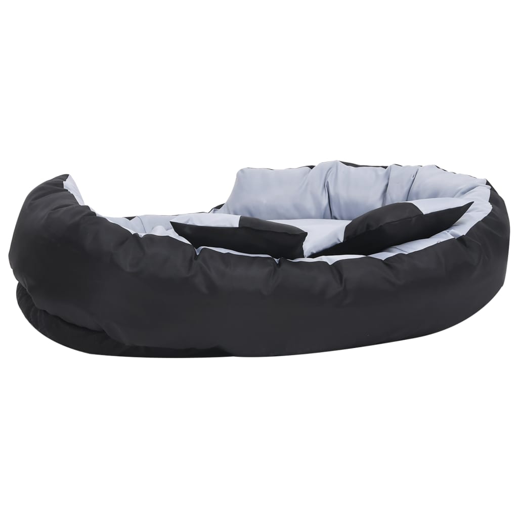 Cuscino per Cani Reversibile Lavabile Grigio e Nero 110x80x23cm 171209