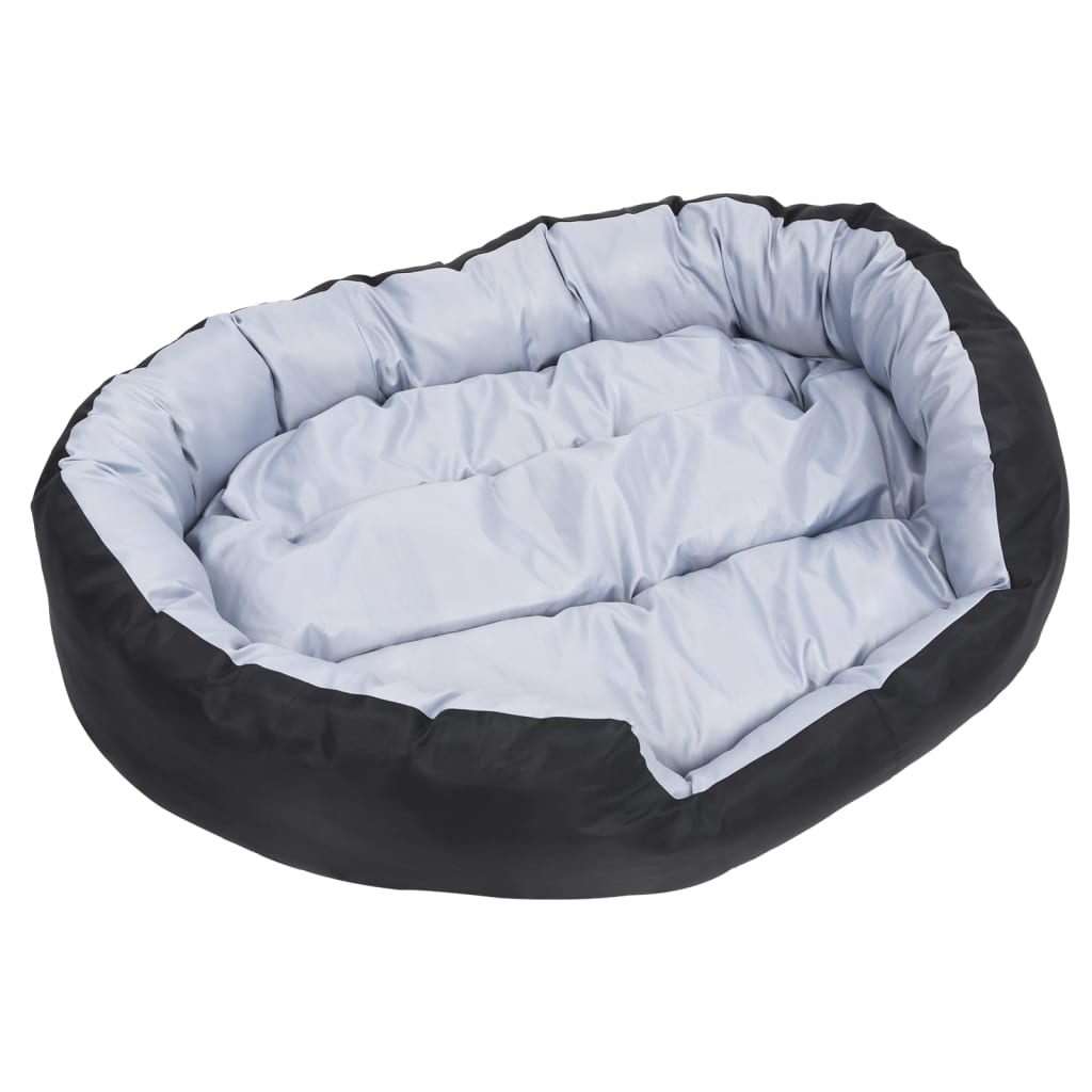 Cuscino per Cani Reversibile Lavabile Grigio e Nero 110x80x23cm 171209