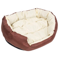 Cuscino per Cani Reversibile Lavabile Marrone Crema 85x70x20 cm 171212