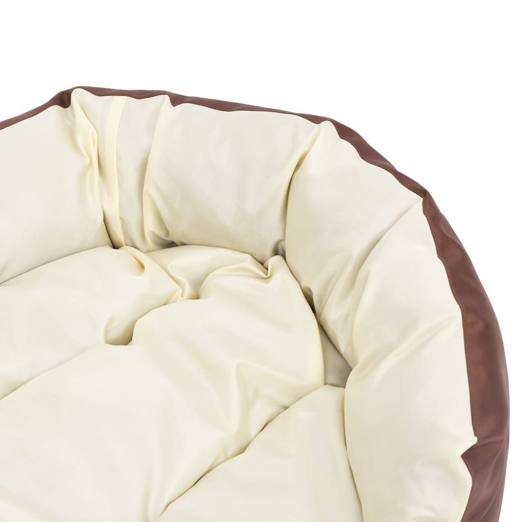 Cuscino per Cani Reversibile Lavabile Marrone Crema 85x70x20 cm 171212