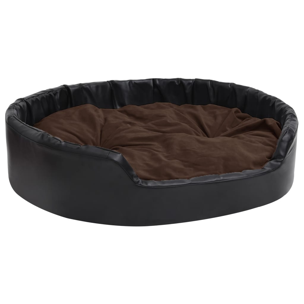 Lettino per Cani Nero e Marrone 99x89x21cm Peluche e Similpelle cod mxl 47643