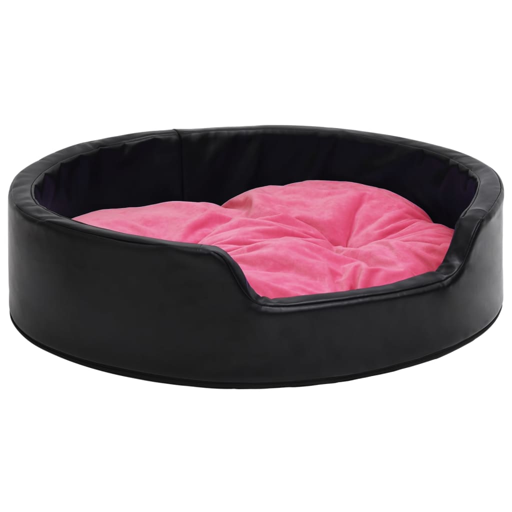 Lettino per Cani Nero e Rosa 99x89x21 cm Peluche e Similpelle cod mxl 48830