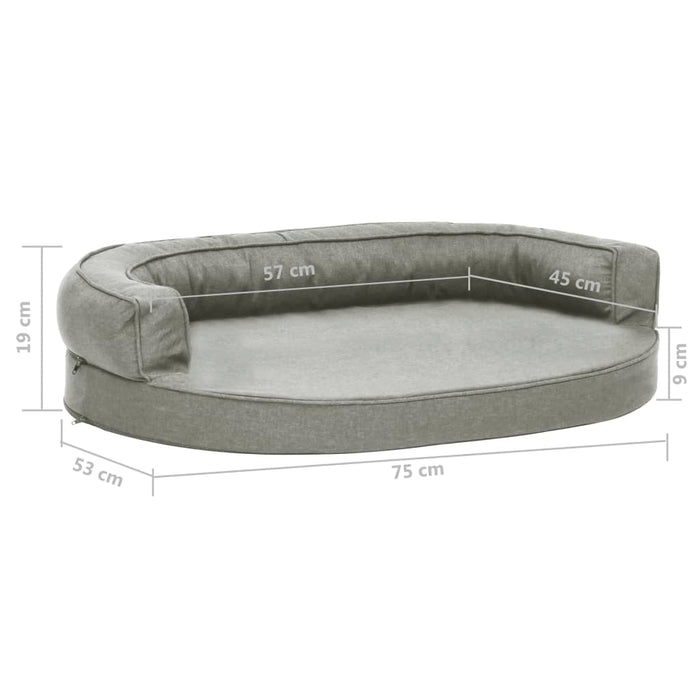 Materasso Ergonomico per Cani 75x53 cm Effetto Lino Grigio  cod mxl 48952