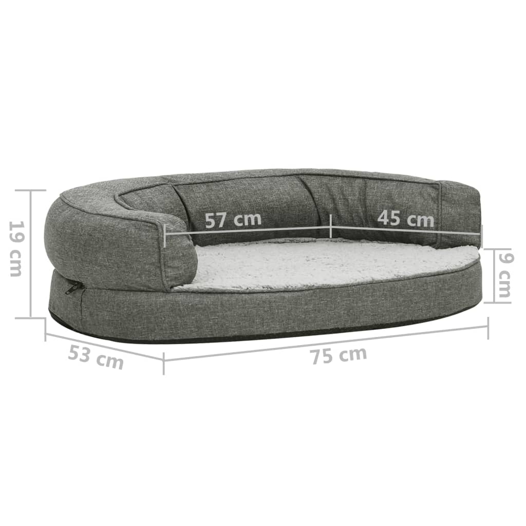 Materasso Ergonomico per Cani 75x53 cm Pile Effetto Lino Grigio cod mxl 40139