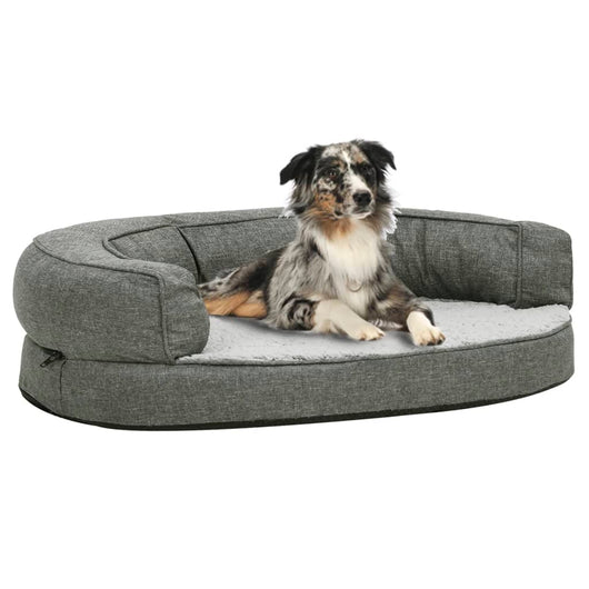 Materasso Ergonomico per Cani 75x53 cm Pile Effetto Lino Grigio cod mxl 40139