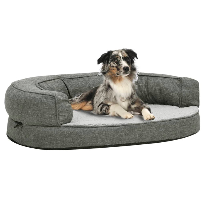 Materasso Ergonomico per Cani 75x53 cm Pile Effetto Lino Grigio cod mxl 40139