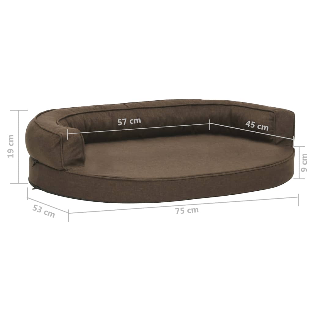 Materasso Ergonomico per Cani 75x53 cm Effetto Lino Marrone cod mxl 49466