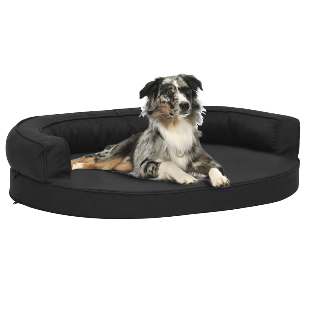 Materasso Ergonomico per Cani 75x53 cm Effetto Lino Nero cod mxl 53791