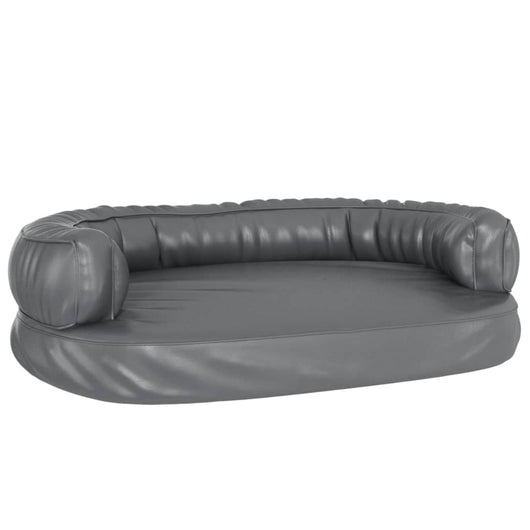 Letto per Cani Ergonomico Gommapiuma Grigio 75x53 cm Similpelle