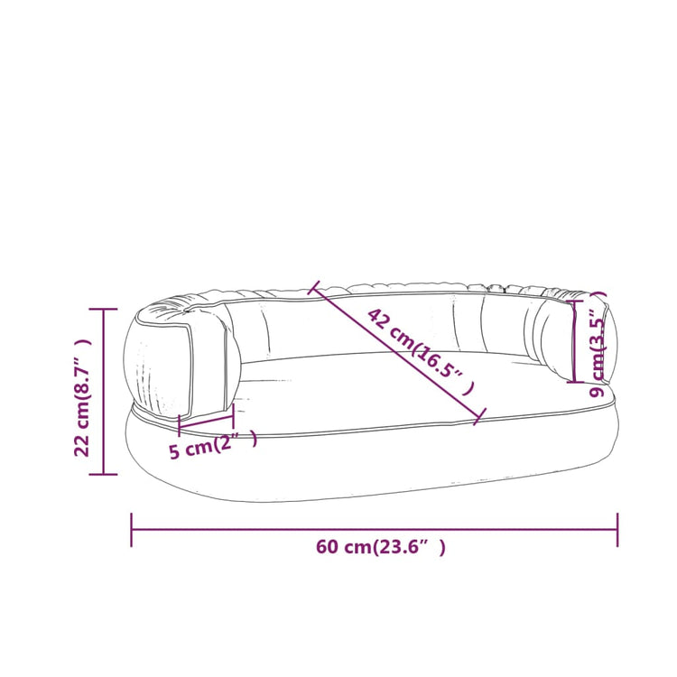 Letto Cani Ergonomico Gommapiuma Marrone 60x42 cm in Similpelle cod mxl 49464