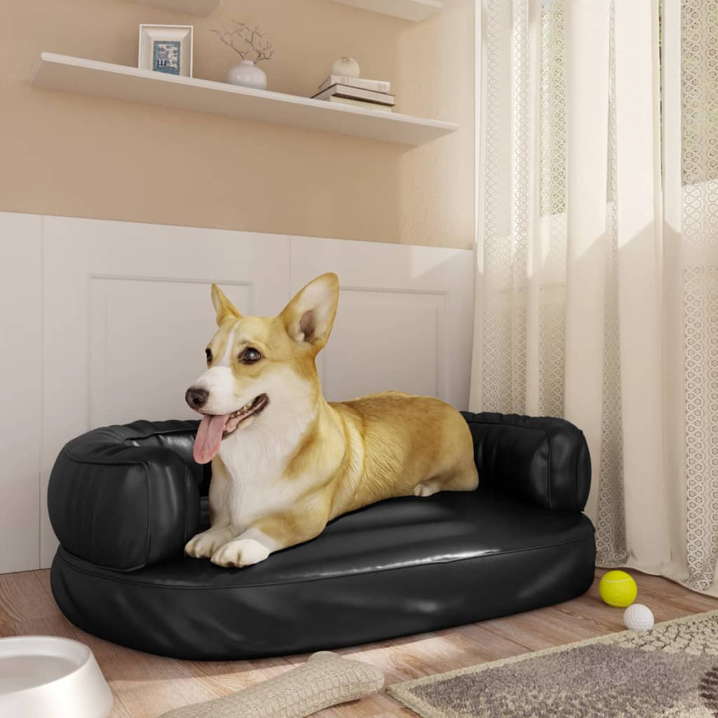 Letto per Cani Ergonomico Gommapiuma Nero 60x42cm in Similpelle