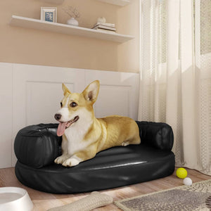 Letto per Cani Ergonomico Gommapiuma Nero 60x42cm in Similpelle