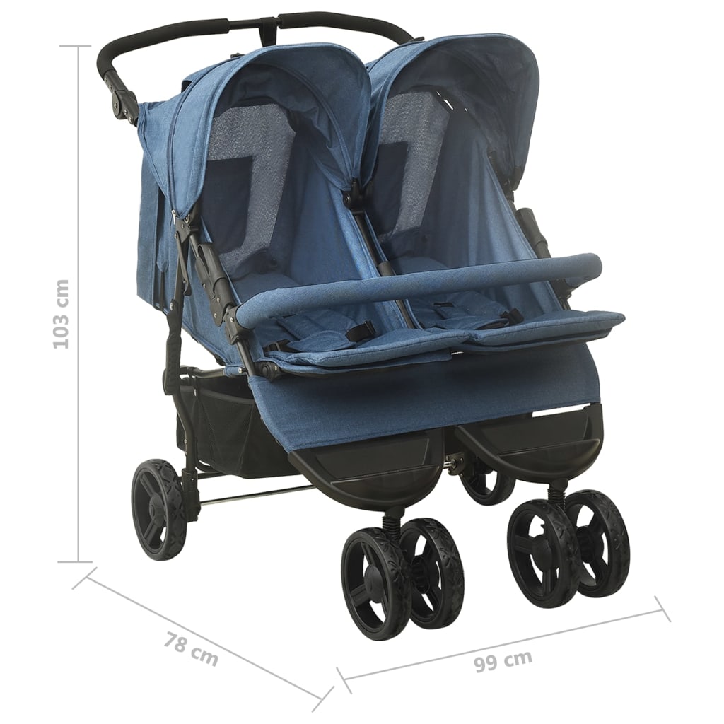 Passeggino Gemellare Blu Marino in Acciaio cod mxl 62221