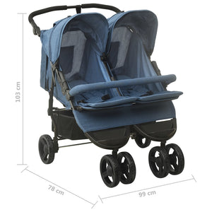 Passeggino Gemellare Blu Marino in Acciaio cod mxl 62221