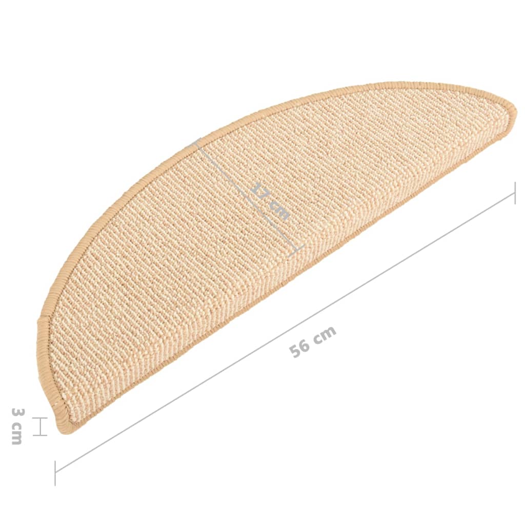 Tappetini per Scale 15 pz Crema 56x17x3 cm 149853