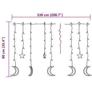 Luci Fatate Stella e Luna con Telecomando 345 LED Multicolore cod mxl 42101