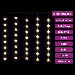 Stella di Luci Fatate a LED 200 LED Bianco Caldo 8 Funzioni