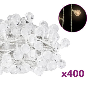 Filo Luci Fatate Sferiche 40m 400 LED Bianco Caldo 8 Funzioni 328814