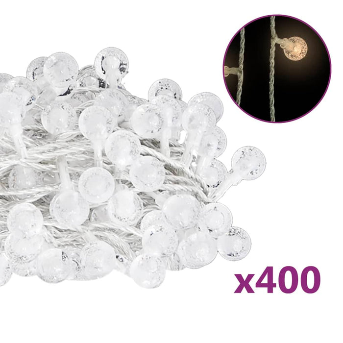 Filo Luci Fatate Sferiche 40m 400 LED Bianco Caldo 8 Funzioni 328814