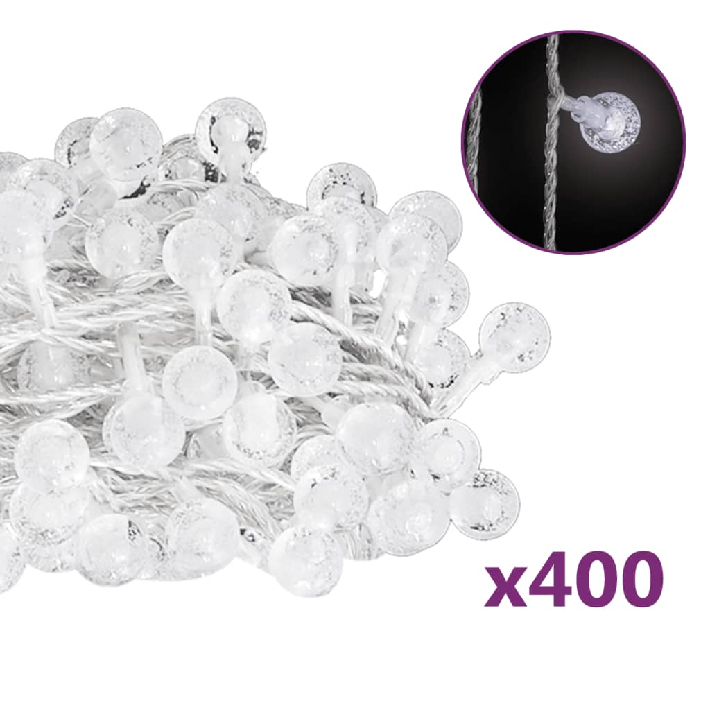 Filo di Luci Sferiche 40m 400 LED Bianco Freddo 8 Funzioni cod mxl 41114