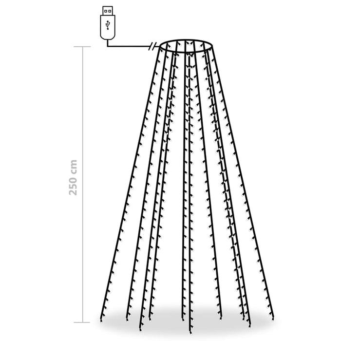 Rete di Luce per Albero di Natale 250 LED Multicolore 250 cm cod 11519