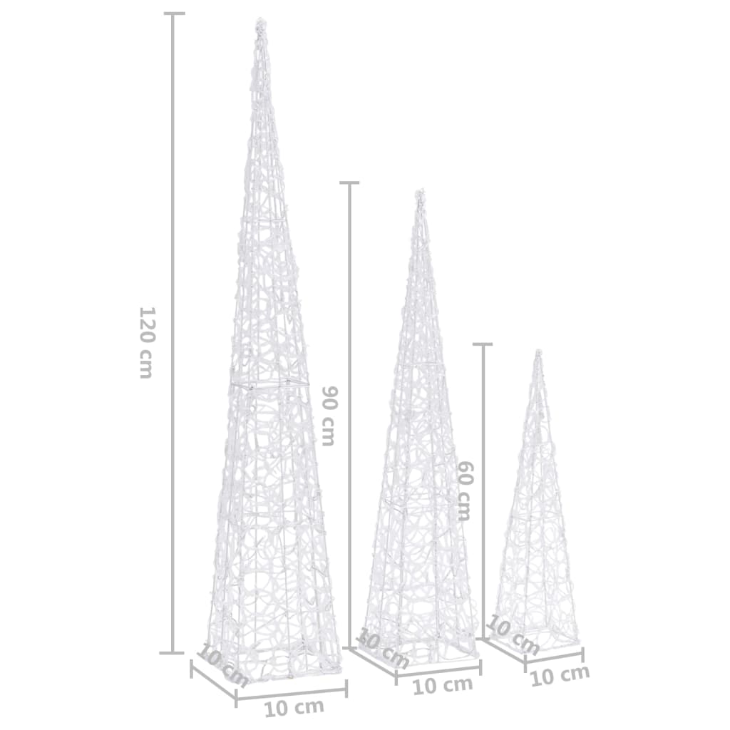 Set Coni Luce LED Acrilico Decorativo Multicolore 60/90/120 cm