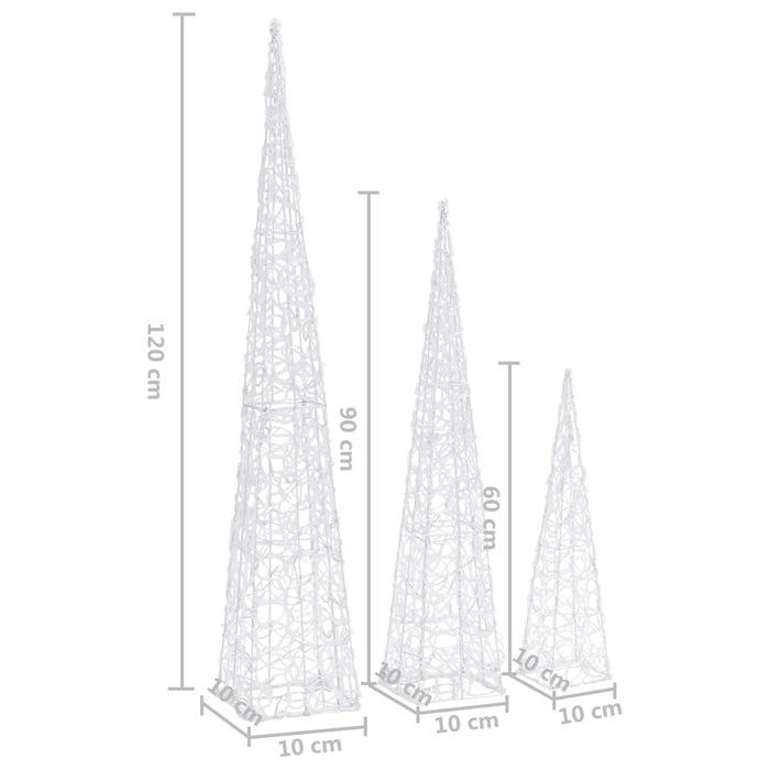 Set Coni Luce LED Acrilico Decorativo Multicolore 60/90/120 cm cod 11777