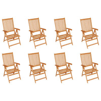 Sedie Reclinabili da Giardino con Cuscini 8 pz Massello di Teak cod mxl 20029