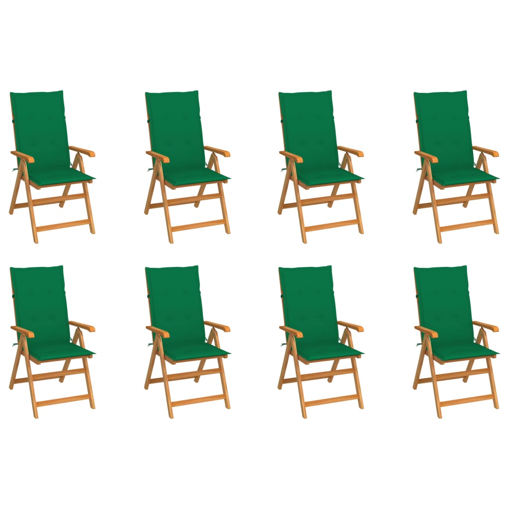 Sedie Reclinabili da Giardino con Cuscini 8 pz Massello di Teak 3072546