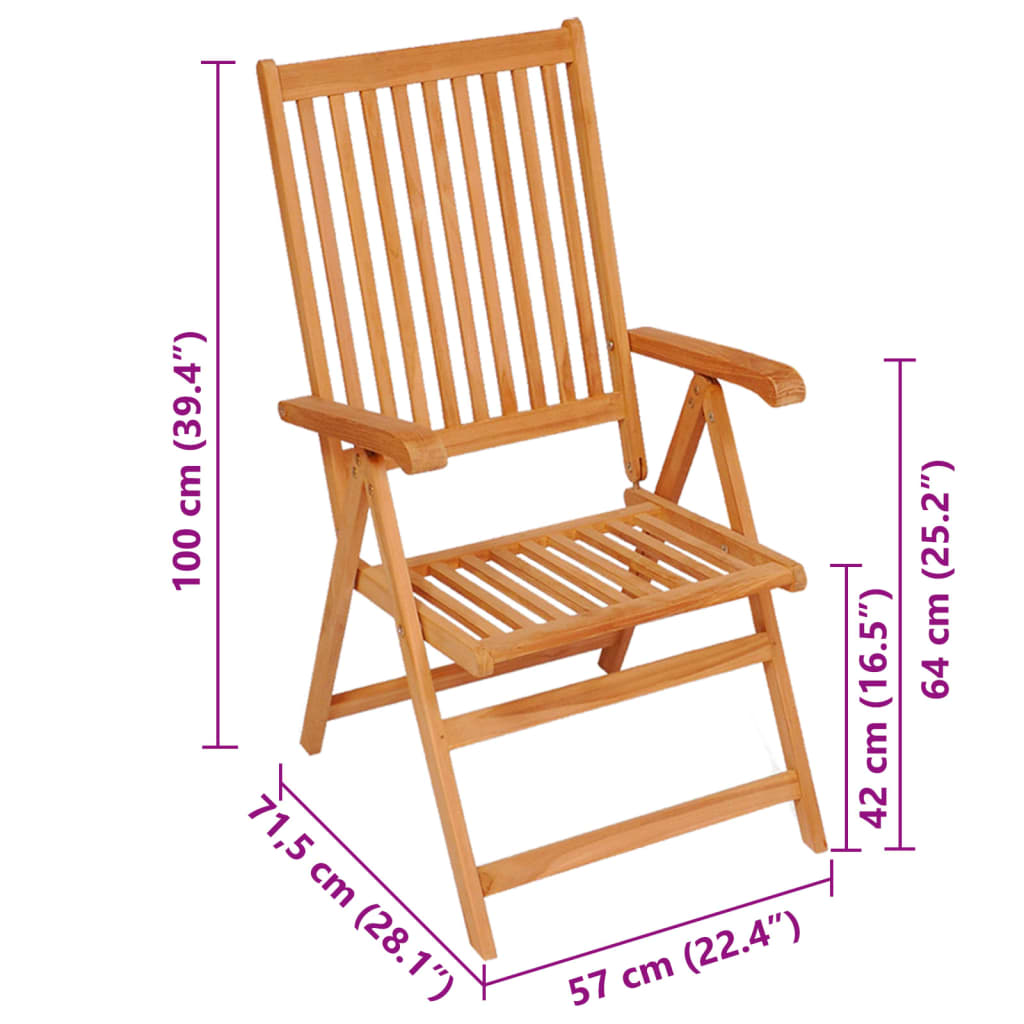 Sedie Reclinabili da Giardino con Cuscini 8 pz Massello di Teak 3072546