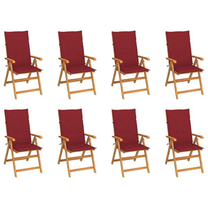 Sedie Reclinabili da Giardino con Cuscini 8 pz Massello di Teak cod mxl 17464