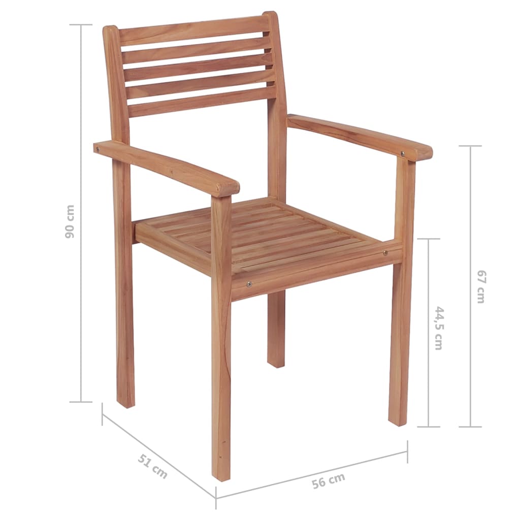 Sedie da Giardino Impilabili 6 pz in Legno Massello di Teak cod mxl 75133