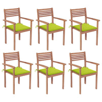 Sedie da Giardino Impilabili con Cuscini 6 pz Massello di Teak 3072583