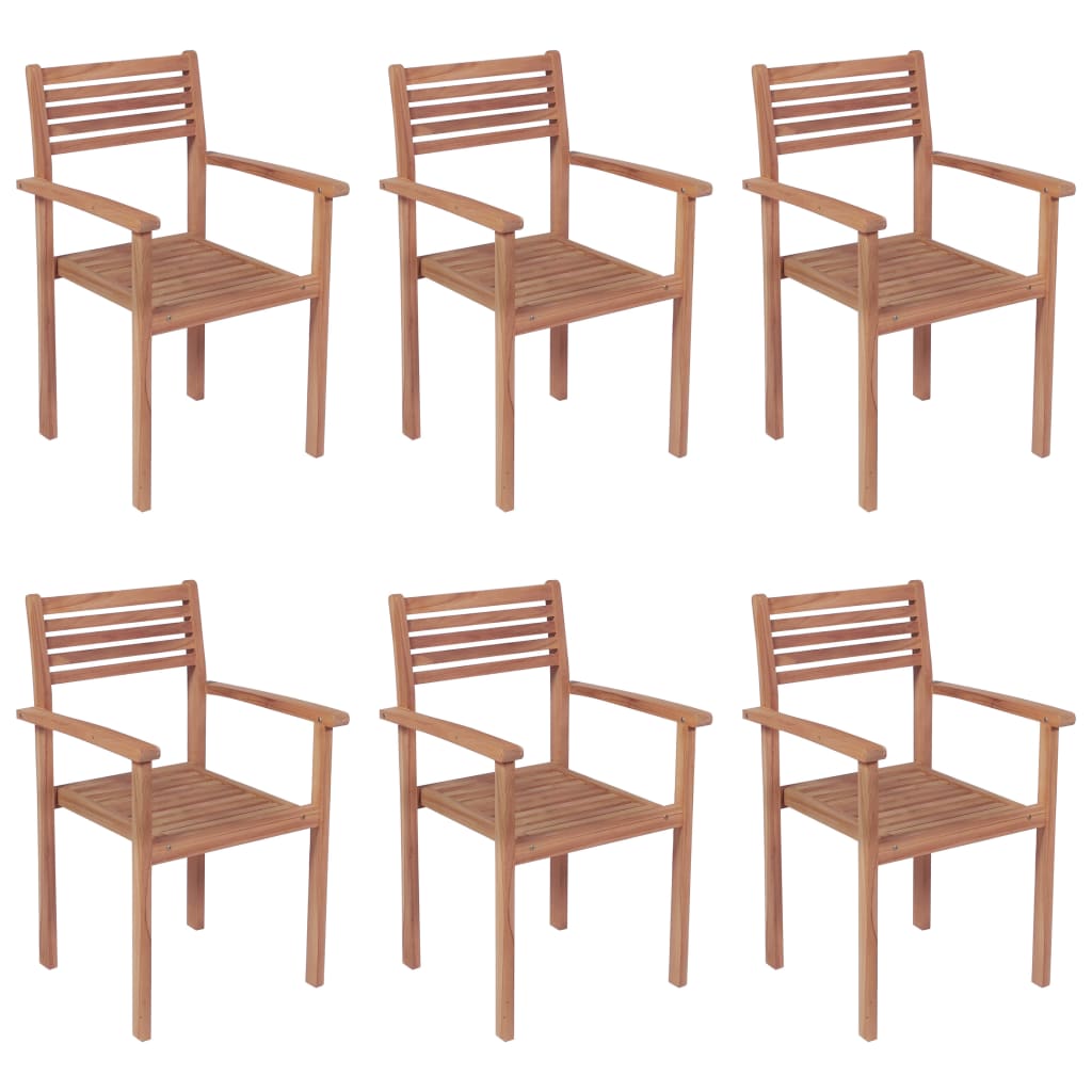 Sedie da Giardino Impilabili con Cuscini 6 pz Massello di Teak 3072588