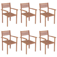 Sedie da Giardino Impilabili con Cuscini 6 pz Massello di Teak 3072588