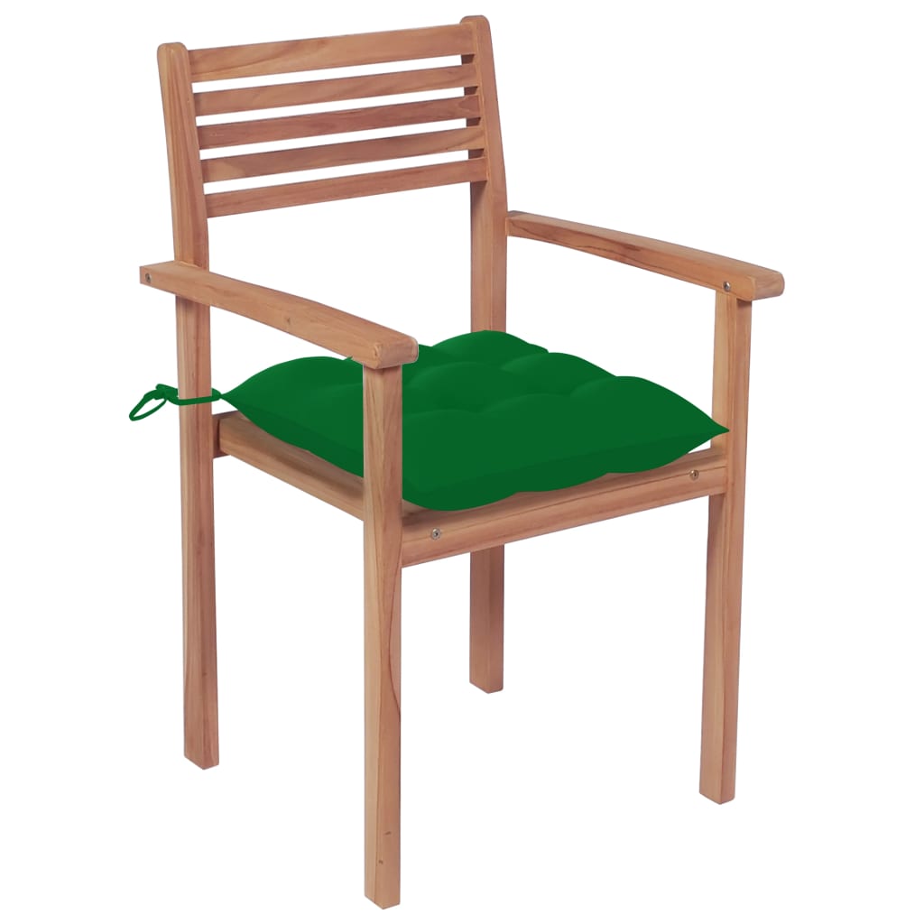 Sedie da Giardino Impilabili con Cuscini 6 pz Massello di Teak 3072592