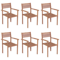 Sedie da Giardino Impilabili con Cuscini 6 pz Massello di Teak 3072592