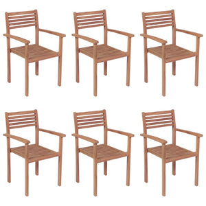 Sedie da Giardino Impilabili con Cuscini 6 pz Massello di Teak 3072592