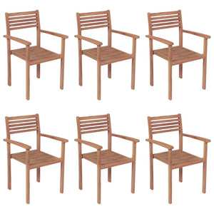 Sedie da Giardino Impilabili con Cuscini 6 pz Massello di Teak cod mxl 75161