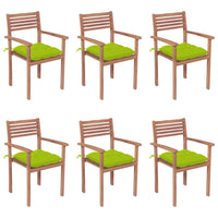 Sedie da Giardino Impilabili con Cuscini 6 pz Massello di Teak 3072598