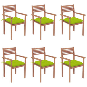 Sedie da Giardino Impilabili con Cuscini 6 pz Massello di Teak 3072598